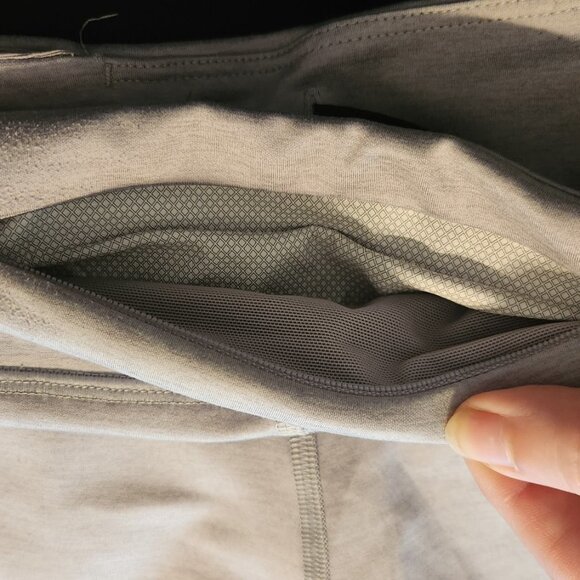 Women’s Nike Running size M Gray Dri-Fit Cropped Capri Leggings Zip Back Pocket - Picture 8 of 11